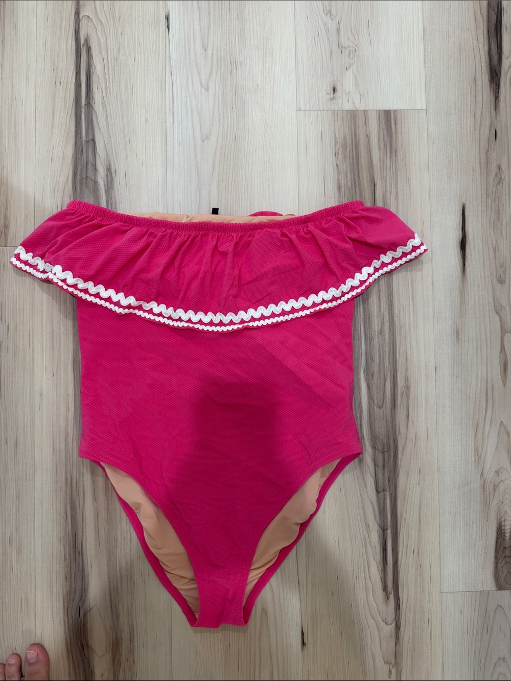 J. Crew Bright Pink One-Piece Swimsuit with Rickrack trim